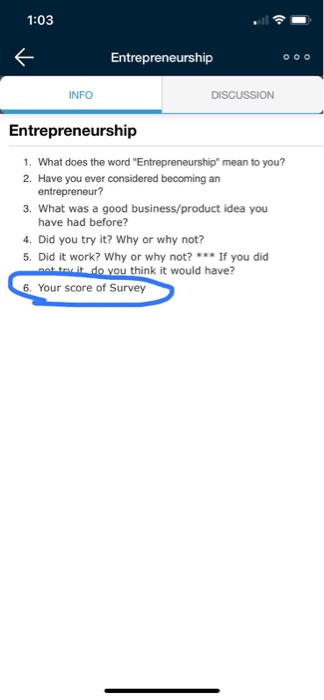 Solved 1 03 Entrepreneurship OOO INFO DISCUSSION Chegg