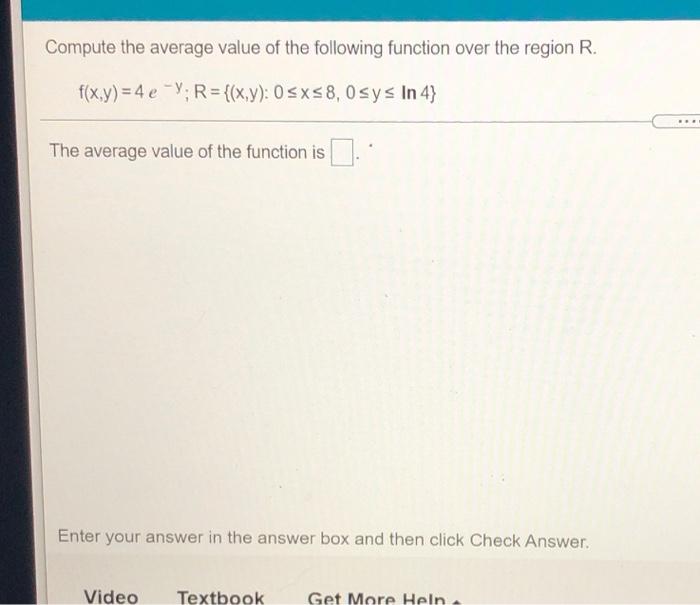 Solved Compute the average value of the following function | Chegg.com