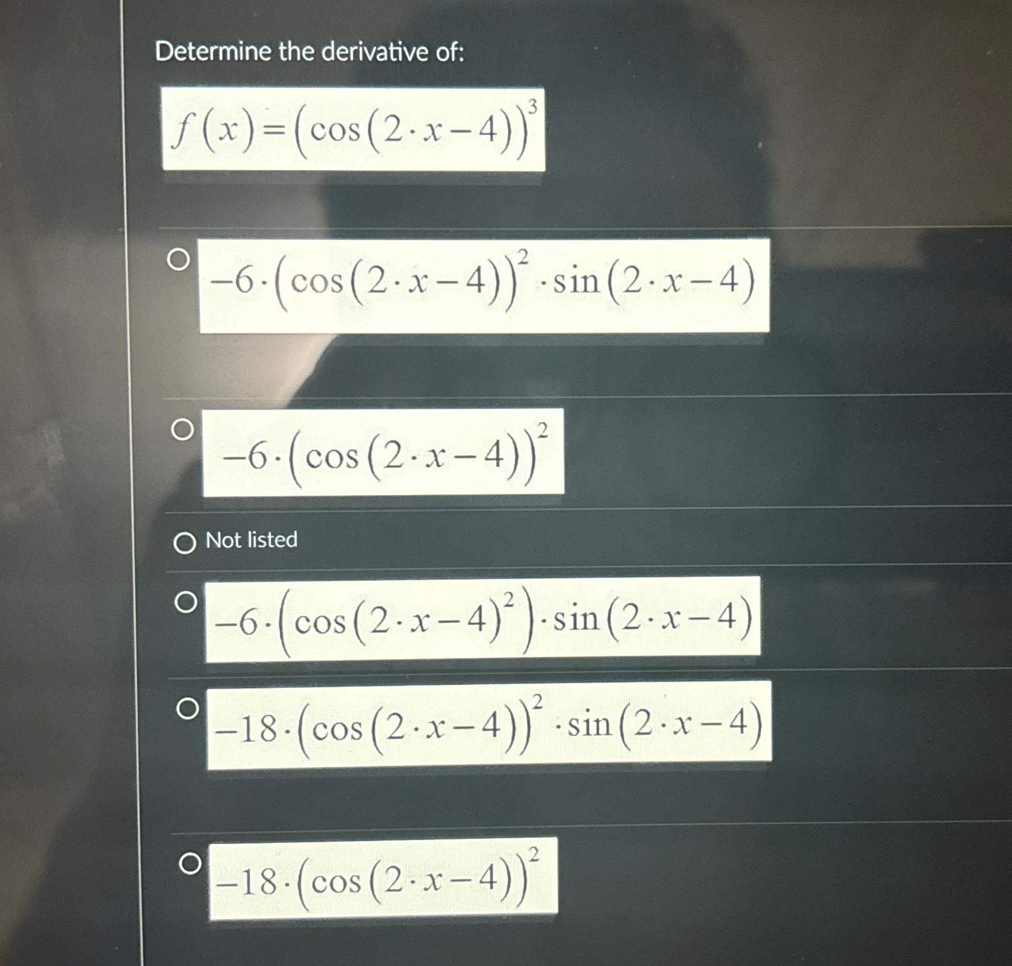 find the derivative of f x )= cos 4x 2x 2