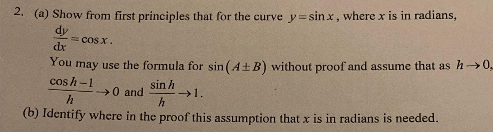 Solved (a) ﻿Show from first principles that for the curve | Chegg.com