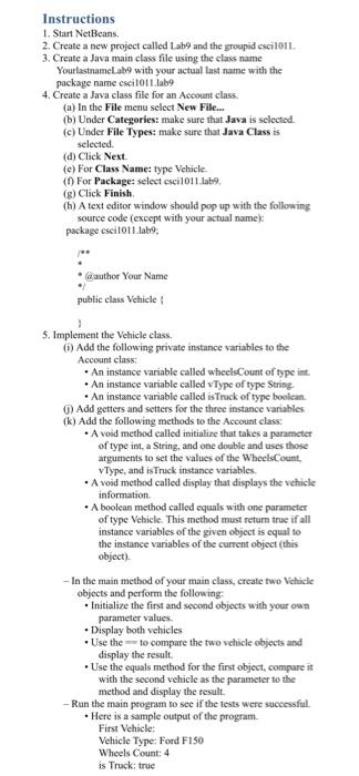 Solved Instructions 1. Start NetBeans, 2. Create a new | Chegg.com