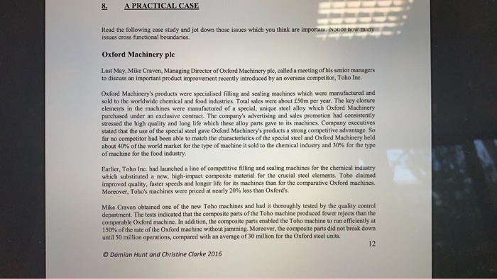 Solved A PRACTICAL CASE 8. Read the following case study and | Chegg.com