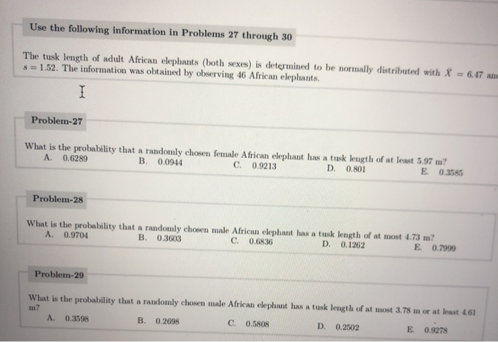 Solved Use the following information in Problems 31 through | Chegg.com