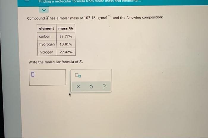 Solved Finding A Molecular Formula From Molar Mass And | Chegg.com