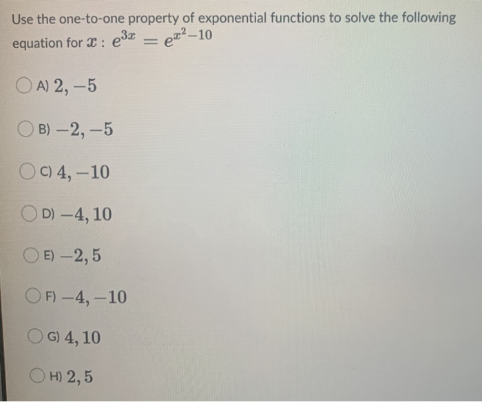Solved Use the one-to-one property of exponential functions | Chegg.com