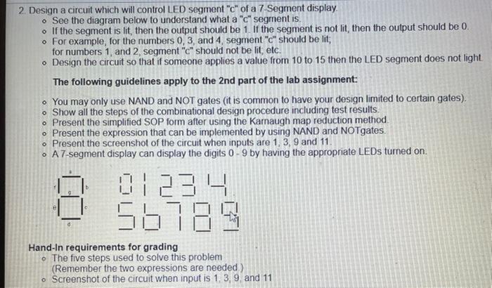 Solved 2. Design a circuit which will control LED segment | Chegg.com