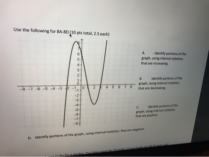 Solved Use the following for 8A-8D (10 pts total, 2.5 each) | Chegg.com