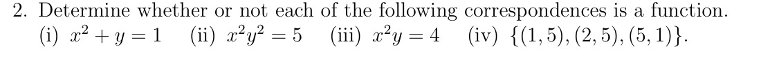 Solved Determine whether or not each of the following | Chegg.com