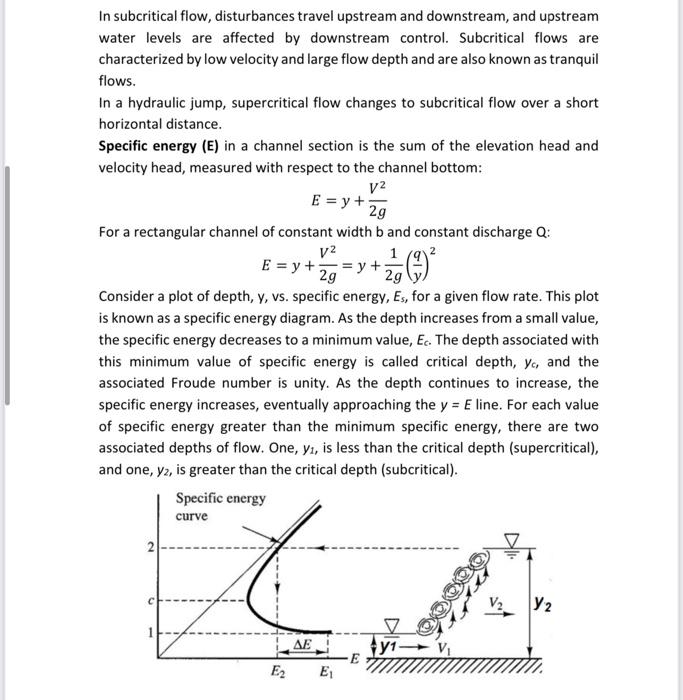 Solved Introduction A hydraulic jump in an open channel of | Chegg.com