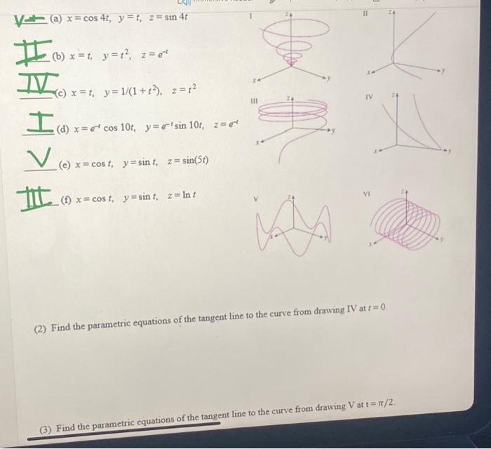 Solved Ii Ve A X Cos 41 Y T Z Sin 4t B X 1 Y Chegg Com