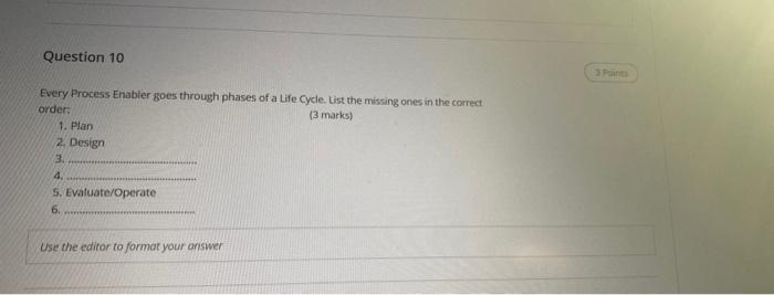Solved Question 10 Every Process Enabler goes through phases | Chegg.com