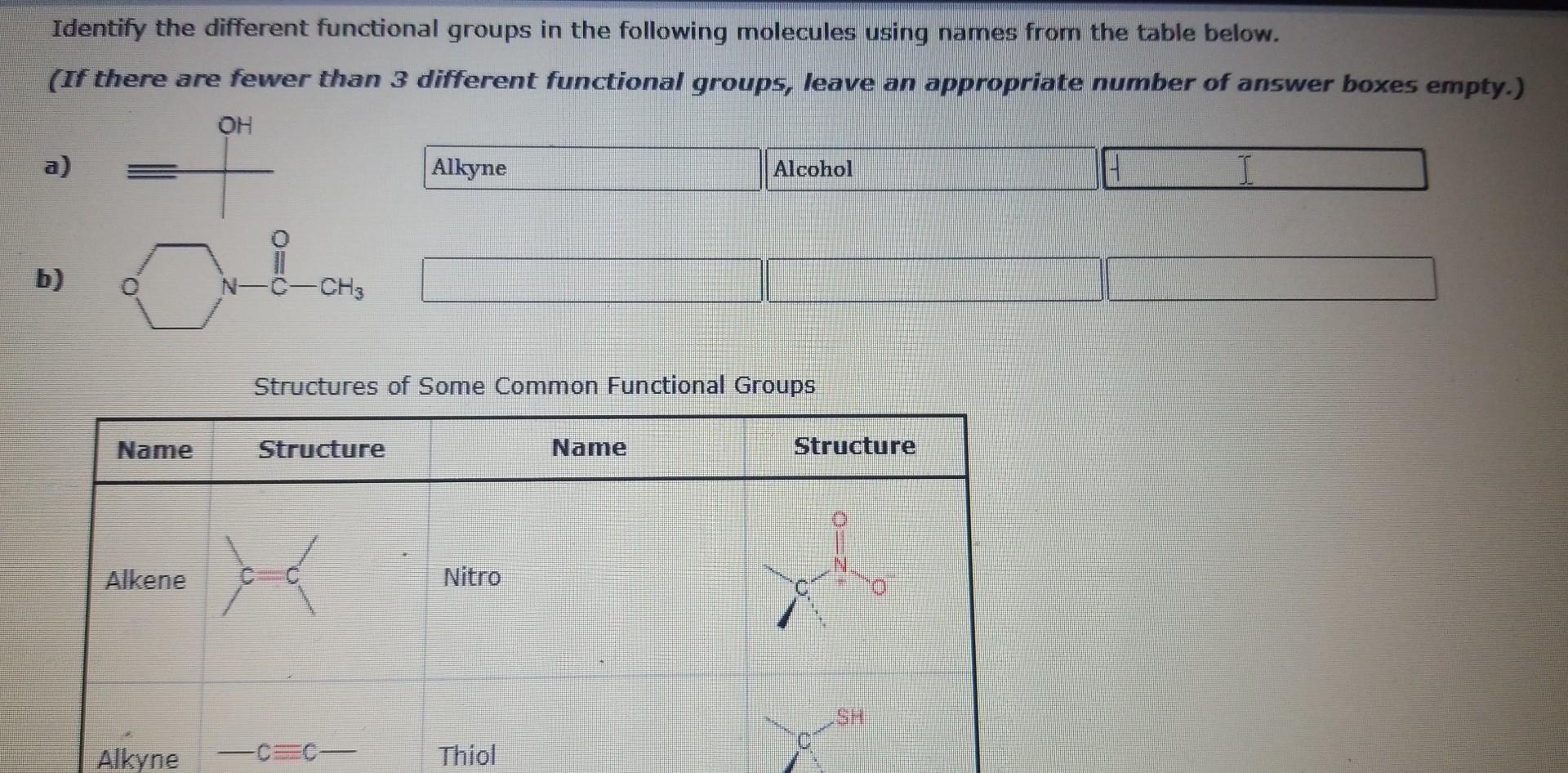Solved Identify the different functional groups in the | Chegg.com