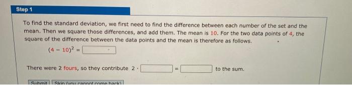 Solved Step 1 To find the standard deviation, we first need | Chegg.com