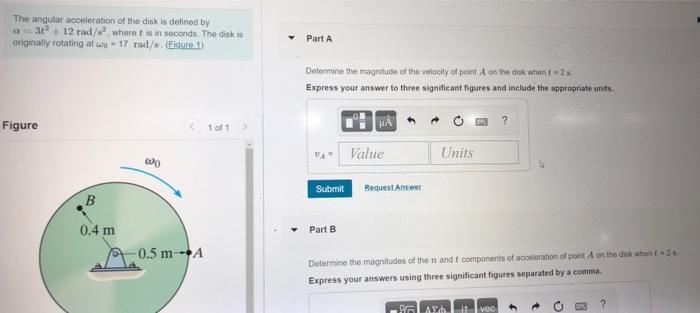 Solved The angular acceleration of the disk is defined by 34 | Chegg.com