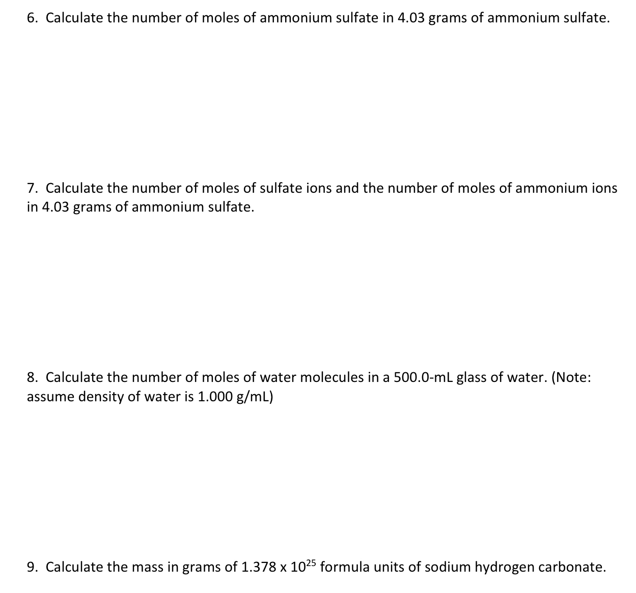 Solved Calculate the number of moles of ammonium sulfate in | Chegg.com