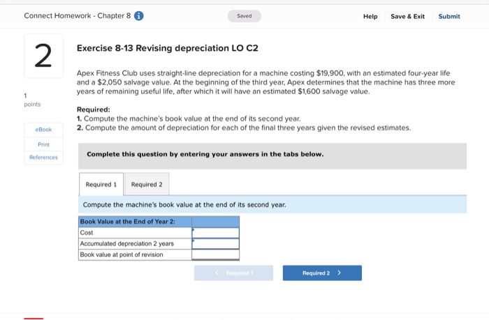 Solved Connect Homework Chapter 8 Saved Help Save Exi Chegg Com