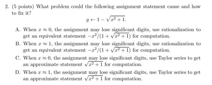 Solved 2. (5 points) What problem could the following | Chegg.com