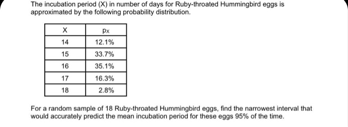 Solved The incubation period (X) in number of days for | Chegg.com