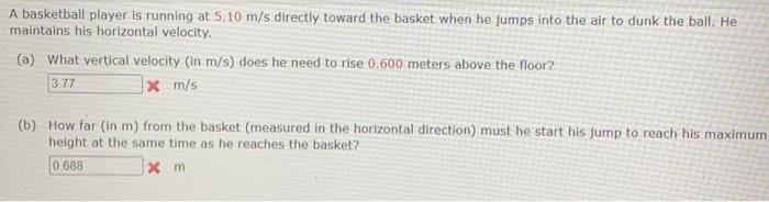 Solved A basketball player is running at 5.10 m/s directly | Chegg.com