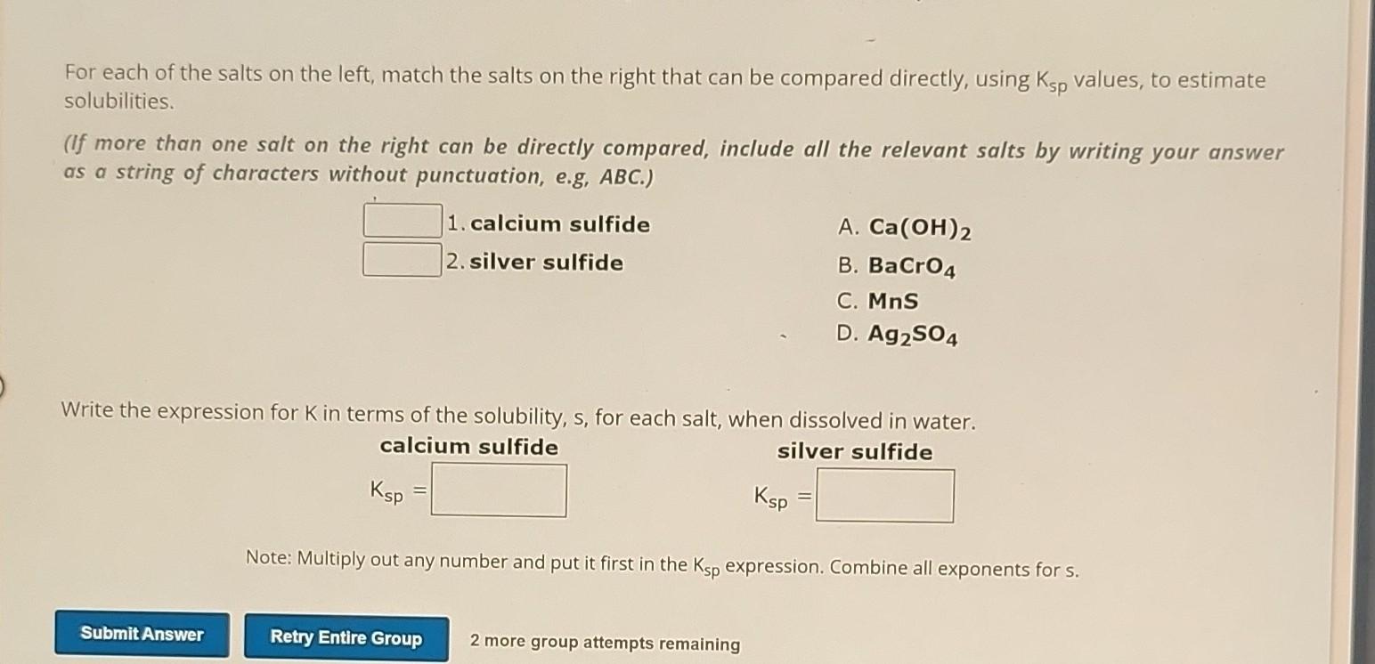 Matching Salt Solved For each of the salts on the left, match the salts on | Chegg.com