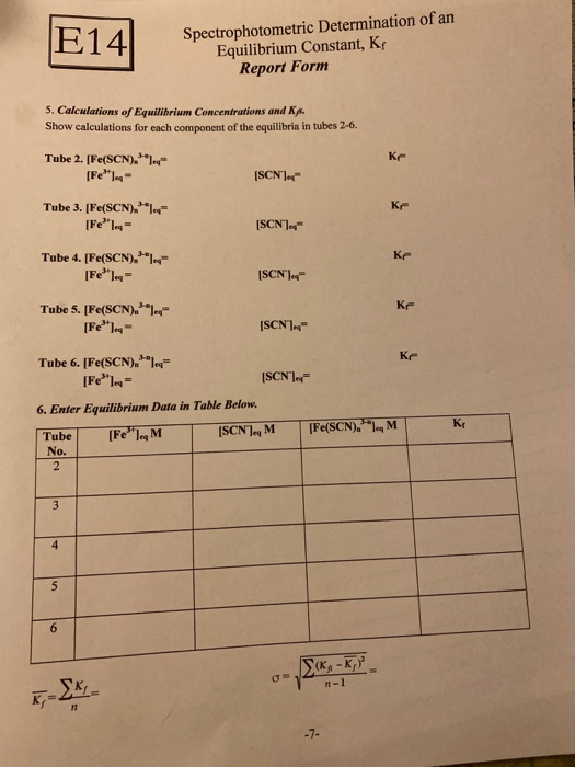 E14 Spectrophotometric Determination of an