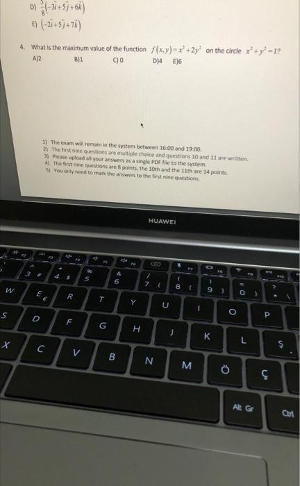 Solved D) 85(−3i+5j+6k) E) (−2i+5j+7k^) 4. What is the | Chegg.com