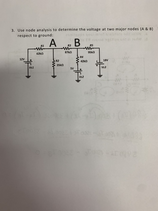 Solved 3. Use node analysis to determine the voltage at two | Chegg.com