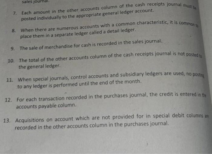 Solved posted individually to the appropriate general ledger 