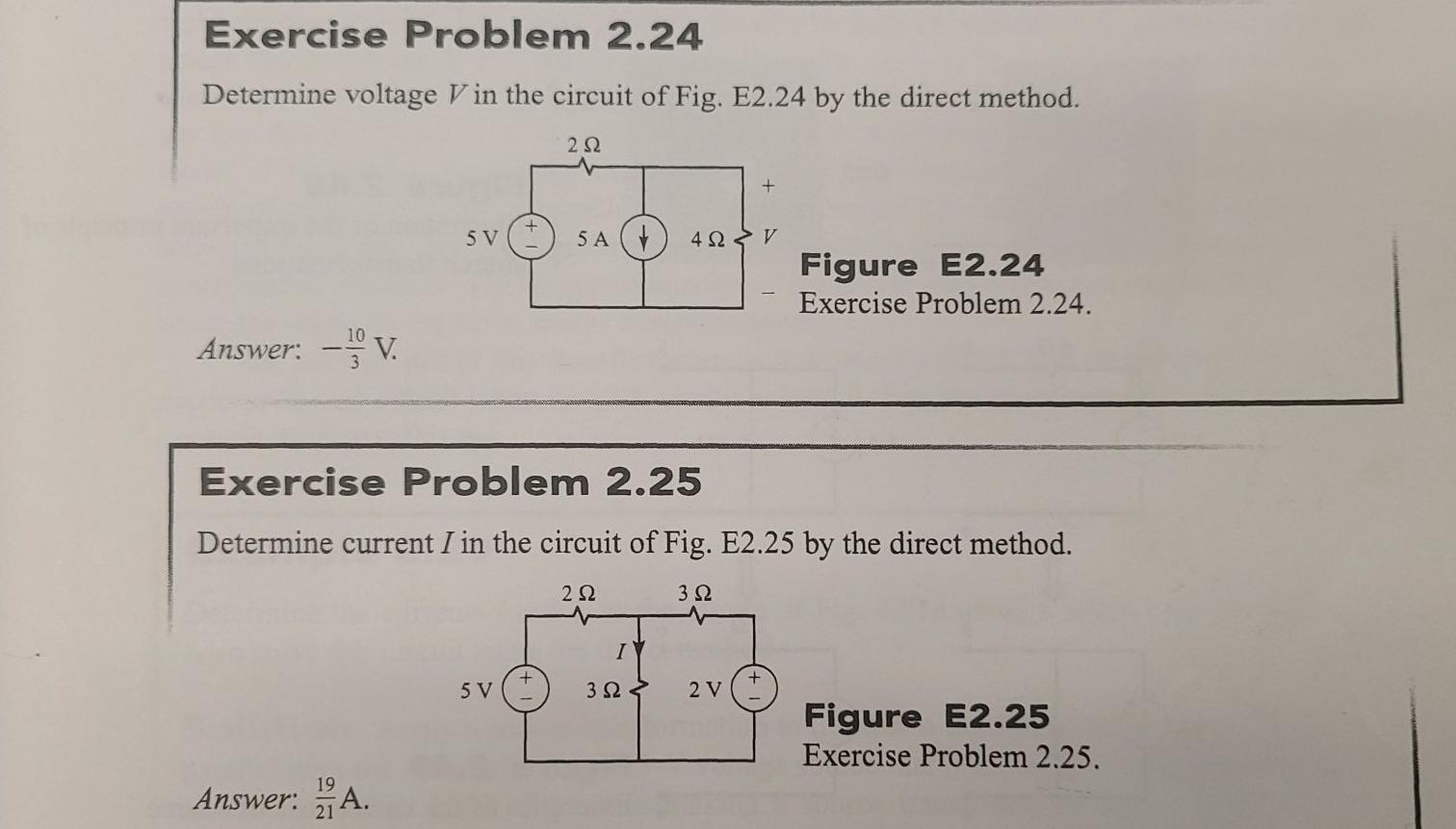 Solved Exercise Problem 2.24 Determine Voltage V In The | Chegg.com