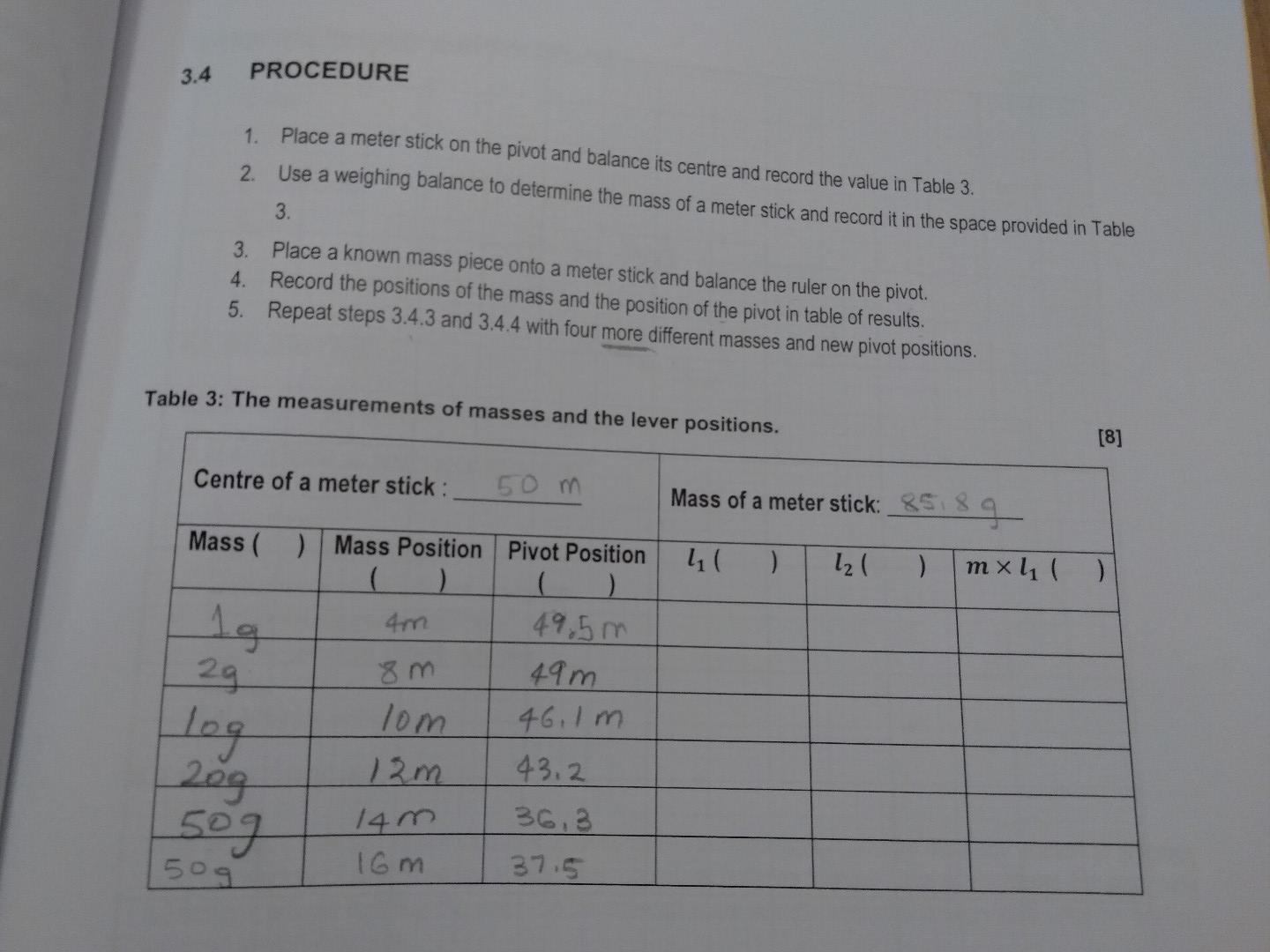 Solved 3.1 OBJECTIVES To determine the mass of a meter stick