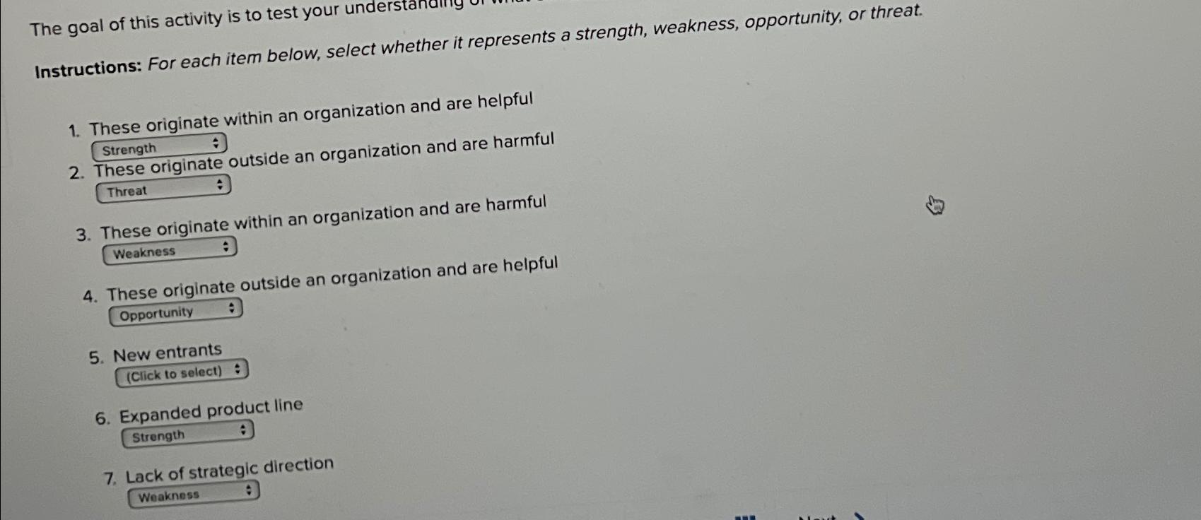 Solved Instructions: For each item below, select whether it | Chegg.com