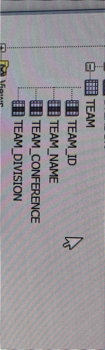 TEAM
? TEAM_ID
? TEAM_NAME
? TEAM_CONFERENCE
??TEAM_DIVISION