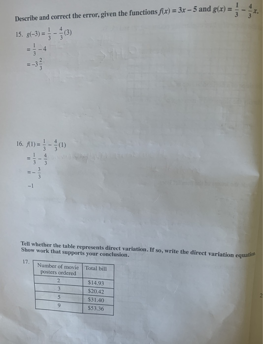 Solved Describe And Correct The Error, Given The Functions | Chegg.com