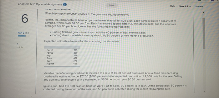 Solved Chapters 6-10 Optional Assignment Soved Help Save & | Chegg.com