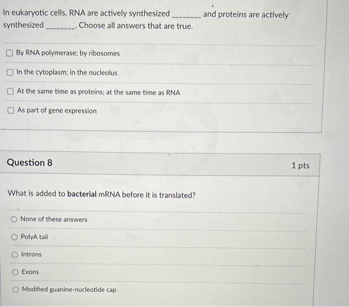 [Solved] In eukaryotic cells, RNA are actively synthesized