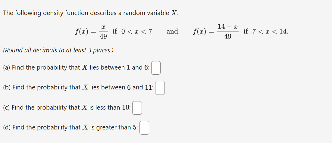 Solved The following density function describes a random | Chegg.com