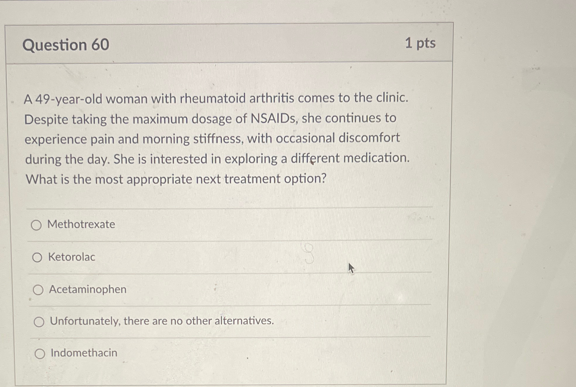 Solved Question 601ptsA 49-year-old woman with rheumatoid | Chegg.com