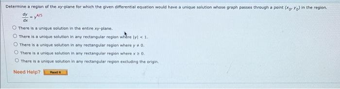 Solved Determine A Region Of The Xy-plane For Which The | Chegg.com ...