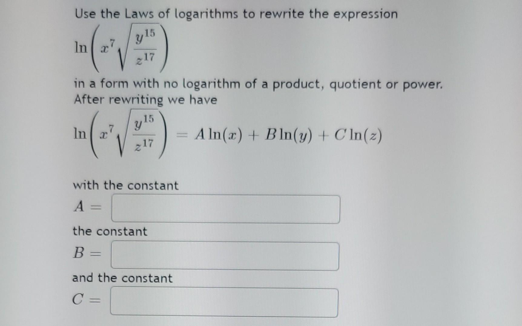 Solved Use the Laws of logarithms to rewrite the expression | Chegg.com