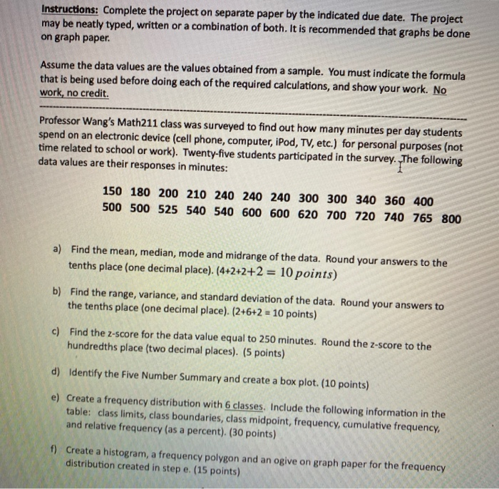 Solved Instructions: Complete the project on separate paper