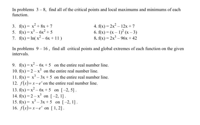 Solved In problems 3−8, find all of the critical points and | Chegg.com