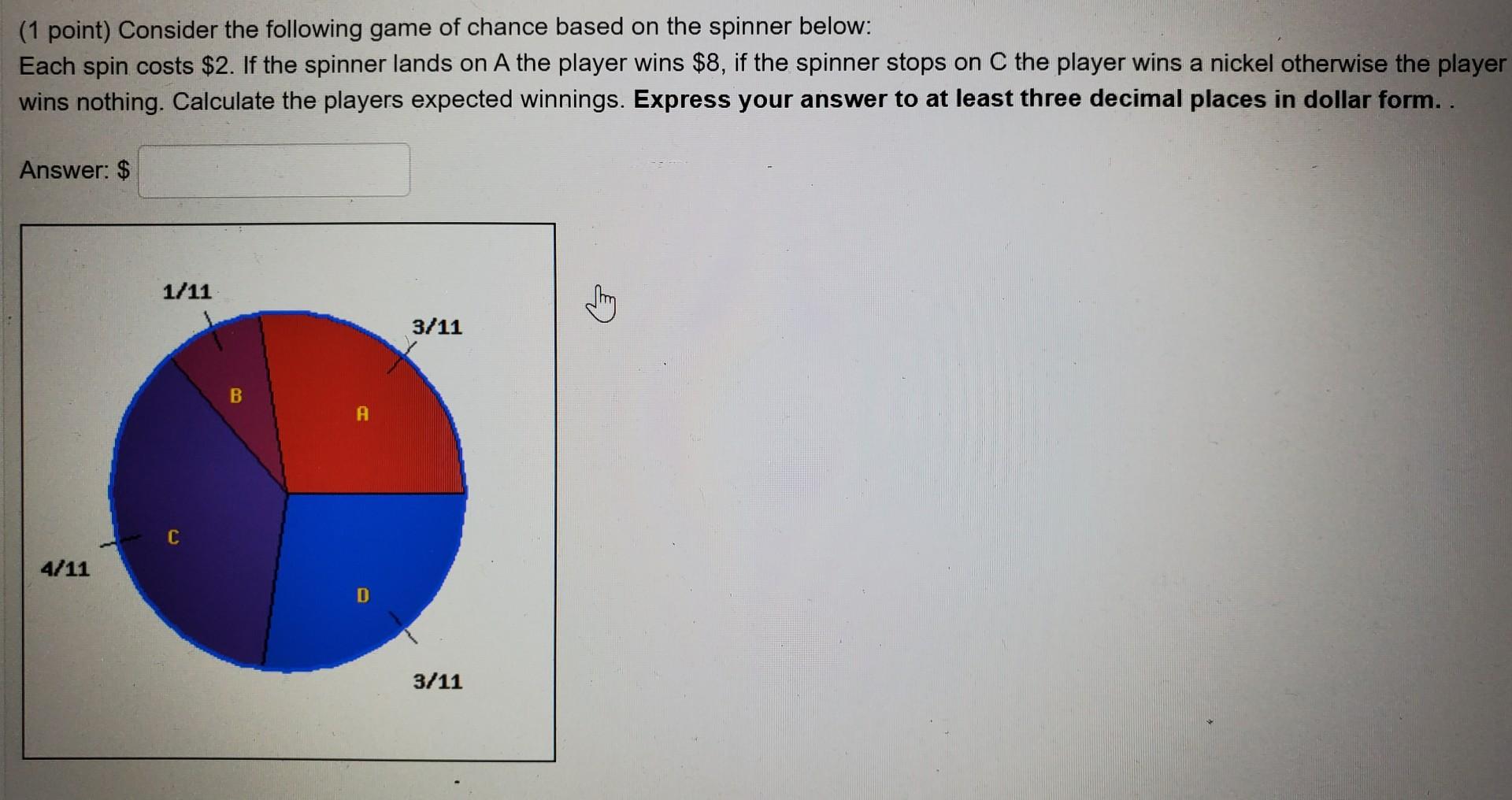 Solved (1 Point) Consider The Following Game Of Chance Based 