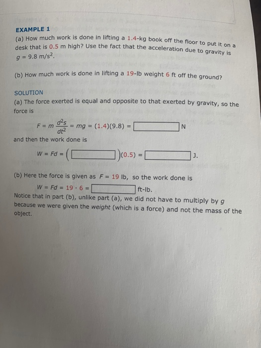 Solved EXAMPLE 1 (a) How much work is done in lifting a | Chegg.com