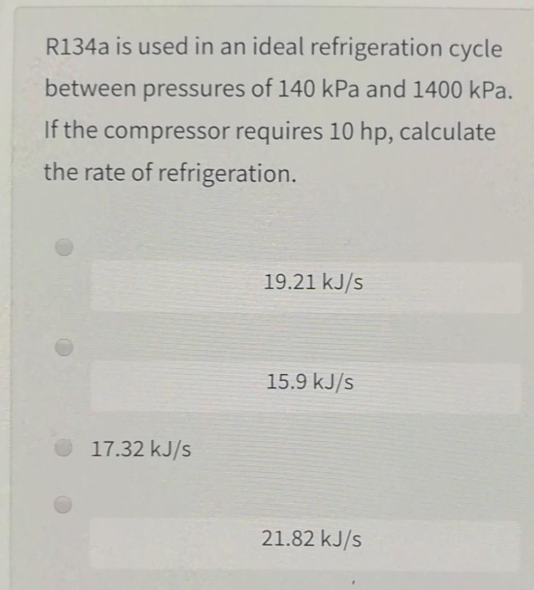 Solved R134a is used in an ideal refrigeration cycle between