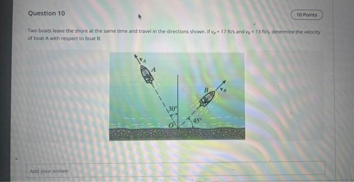 Solved Two boats leave the shore at the same time and travel | Chegg.com