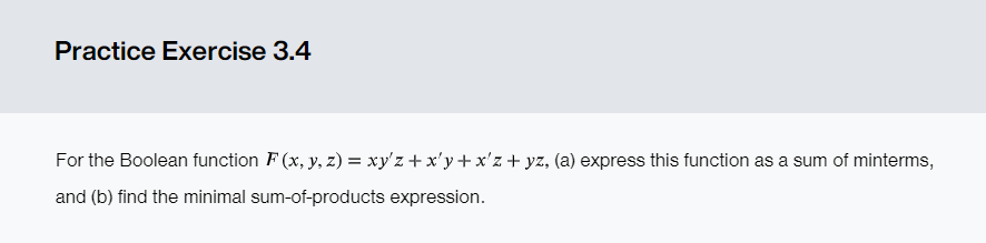 Solved For the Boolean function | Chegg.com