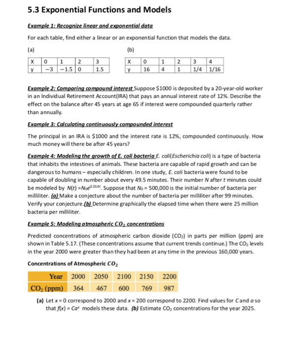 Solved 5.3 Exponential Functions and Models Example 1: | Chegg.com