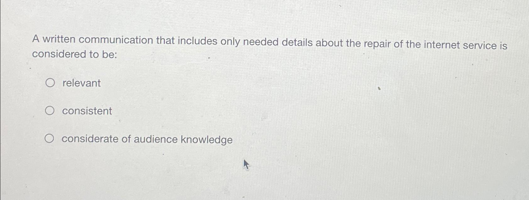 Solved A Written Communication That Includes Only Needed | Chegg.com