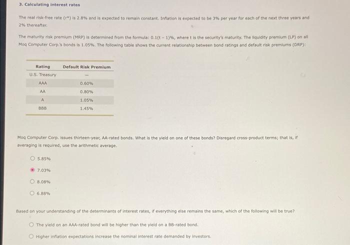 Solved 3. Calculating interest rates The real risk-free rate | Chegg.com