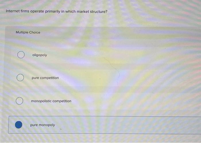 Solved Internet firms operate primarily in which market | Chegg.com